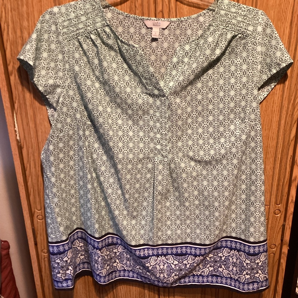 Croft & Barrow Light Blue Geometric Blouse